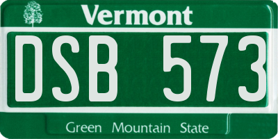 VT license plate DSB573