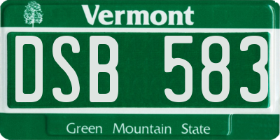 VT license plate DSB583