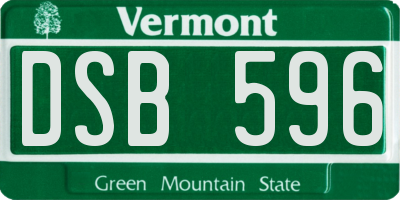 VT license plate DSB596