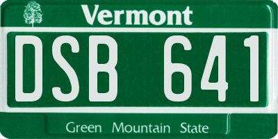 VT license plate DSB641
