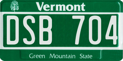 VT license plate DSB704