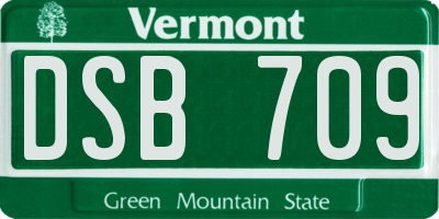 VT license plate DSB709