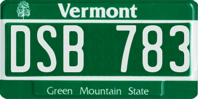 VT license plate DSB783