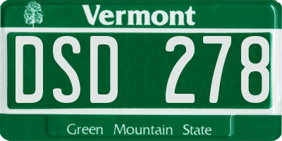 VT license plate DSD278