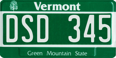 VT license plate DSD345