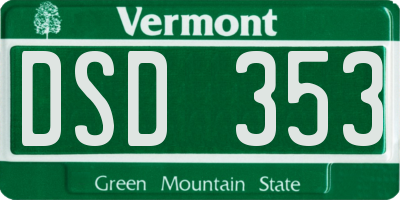 VT license plate DSD353