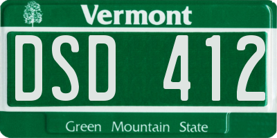 VT license plate DSD412