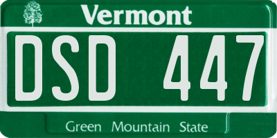 VT license plate DSD447