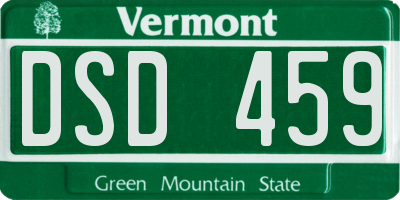 VT license plate DSD459