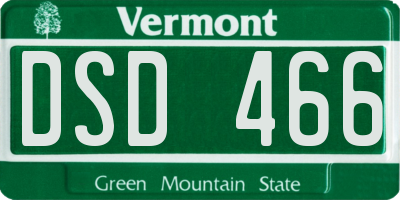 VT license plate DSD466