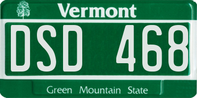 VT license plate DSD468