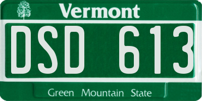VT license plate DSD613