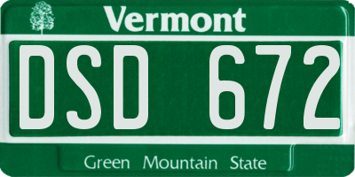 VT license plate DSD672