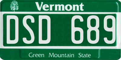 VT license plate DSD689
