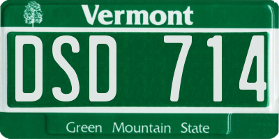 VT license plate DSD714