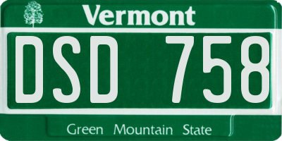 VT license plate DSD758