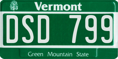 VT license plate DSD799