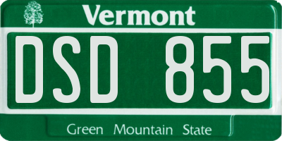 VT license plate DSD855