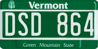 VT license plate DSD864