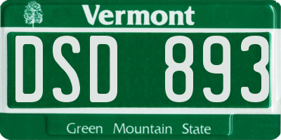 VT license plate DSD893