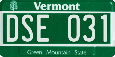 VT license plate DSE031