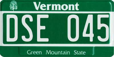 VT license plate DSE045