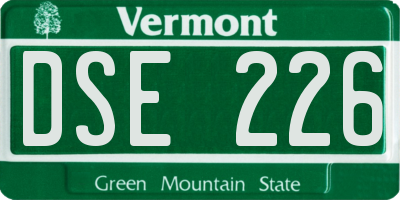 VT license plate DSE226