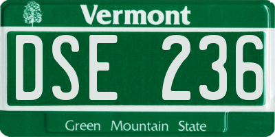 VT license plate DSE236