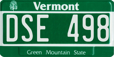 VT license plate DSE498