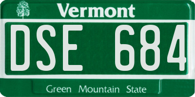 VT license plate DSE684