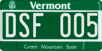 VT license plate DSF005
