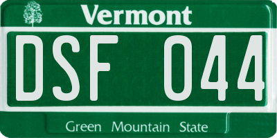 VT license plate DSF044