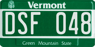 VT license plate DSF048