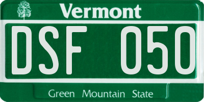 VT license plate DSF050