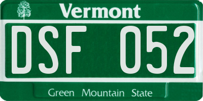 VT license plate DSF052