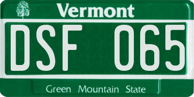 VT license plate DSF065