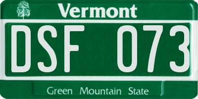VT license plate DSF073