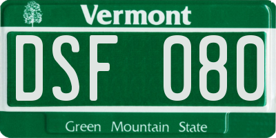 VT license plate DSF080