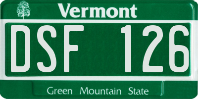 VT license plate DSF126