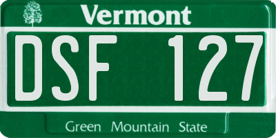 VT license plate DSF127