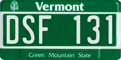 VT license plate DSF131