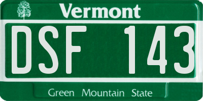 VT license plate DSF143