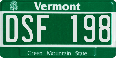 VT license plate DSF198