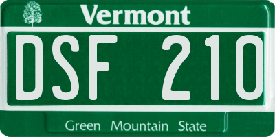 VT license plate DSF210