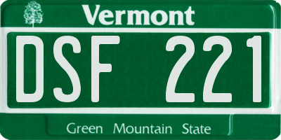 VT license plate DSF221