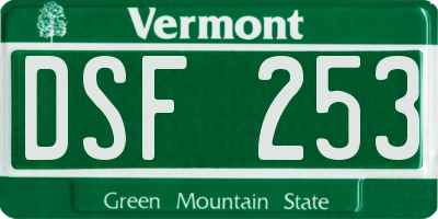 VT license plate DSF253