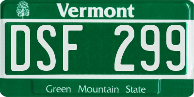 VT license plate DSF299