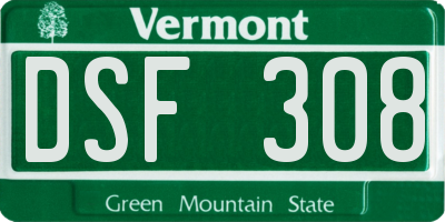 VT license plate DSF308