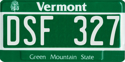 VT license plate DSF327