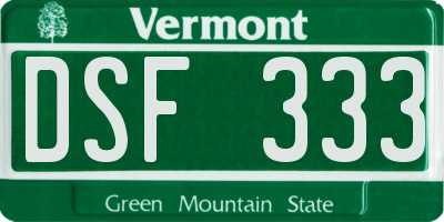 VT license plate DSF333